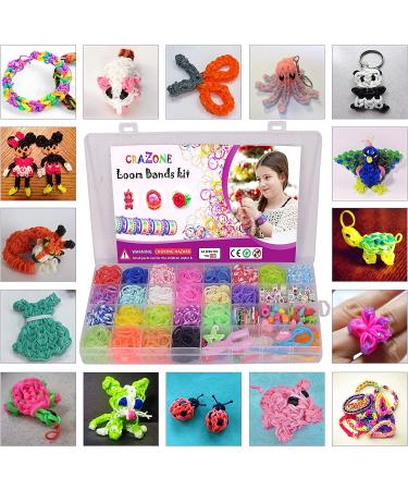 CRAZONE 2000+ Pcs Rubber Bands Refill Kit - DIY Weaving Loom Bracelet Making Set for Kids | 23 Colors, 200+ Beads, 12 Charms | Perfect Christmas & Birthday Gift - Buy Online on SooperMarket.com