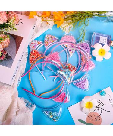 Fishdown Cute Cat Ears Headbands Set for Girls - Non-slip Transparent Quicksand Design (7pcs Per Pack, Color-1) - Buy Online on SooperMarket.com