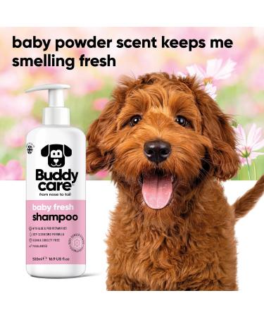 BuddyCare Baby Fresh Dog Shampoo - 3 x 500ml | Puppy Shampoo with Aloe Vera & Provitamin B5 for Dogs 8 Weeks & Older - Fragrant Baby Powder Formula - Buy Online on SooperMarket.com