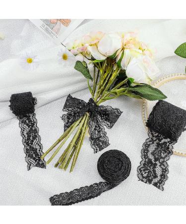 4 Rolls Vintage Floral Lace Ribbon 24 Yards - Wide Black Tulle Trim for DIY Crafts & Sewing - Buy Online on SooperMarket.com