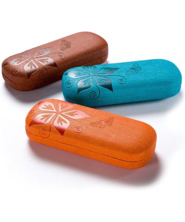 FEFI Hardcase Glasses Case - Nature Embossed Flower Design in Brown | Durable & Stylish Eyewear Protection - Buy Online on SooperMarket.com