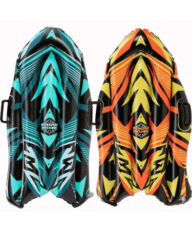 40" Inflatable Snow Sleds (2 Sets), Snow Tube for Family Activities, Heavy-Duty Inflated Snow Sled for Kids and Adults Winter Fun