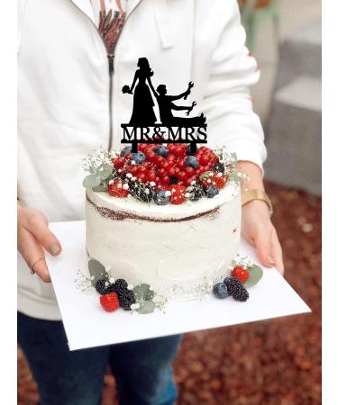 Funny Wedding Cake Topper - Bride Dragging Groom who is holding Repair Tools - Repairman Couple Cake Topper Mr&Mrs Wedding Cake Topper (Repairman Couple) - Buy Online on SooperMarket.com