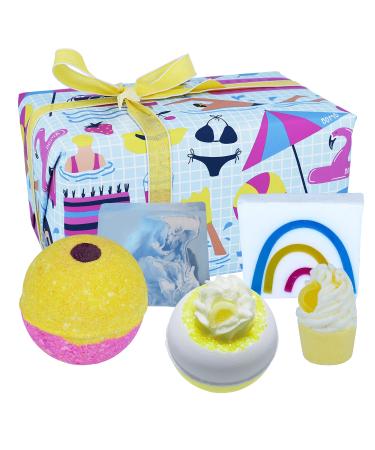 Bomb Cosmetics Good Vibes Handmade Bath Bomb Bath Melt and Soap Slice Wrapped Gift Pack Summer Holiday Themed Handmade & Cruelty Free with Pure Essential Oils Contains 5-Pieces 660g 1 Count (Pack of 1) Good Vibes