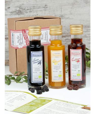 Direct & Friendly Organic Gift Set: Tasting Set of 3x100ml Organic Balsamic Vinegars - Mango Currant Raspberry - Perfect for Gifting & Gourmet Cooking - Buy Online on SooperMarket.com