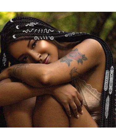 Dreadlocks Jewelry Set - 58 Pieces Pirate Beard Tube Beads, Swirl Filigree Cuff Rings, Hair Decoration - Silver Dread Locs Accessories - Buy Online on SooperMarket.com