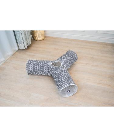 Collapsible Cat Tunnel Toy - 3-Way Play Fun for Cats, Rabbits, Kittens - Gray Arrow Design - Buy Online on SooperMarket.com