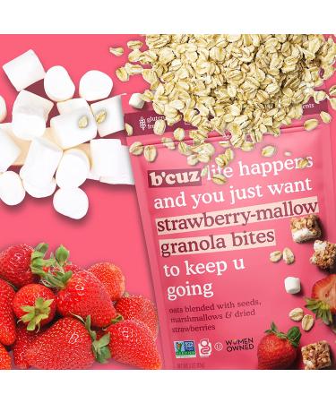 B'cuz Granola Bites 3 oz Strawberry-Mallow - Gluten Free & Healthy Snack for Adults and Kids - Vegan & Kosher - Pack of 4 - Buy Online on SooperMarket.com