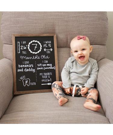 Wood Framed Baby Monthly Milestone Chalkboard | Reusable 12x16 Baby Calendar Board - Buy Online on SooperMarket.com