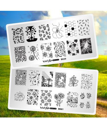 Whats Up Nails - Summer Stamping Plates 2 pack (B029 B061) for Nail Art Design 2 plates (B029 B061)