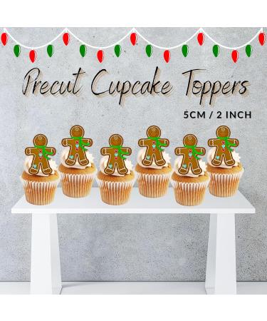 PRECUT Gingerbread Man Cupcake Toppers Edible Christmas Cake Decorations Christmas Decorations Christmas Gingerbread Man Cake Topper (12) - Buy Online on SooperMarket.com