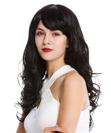 WIG ME UP - SA103-2 wig ladies wig long wavy slightly curly bangs parted black