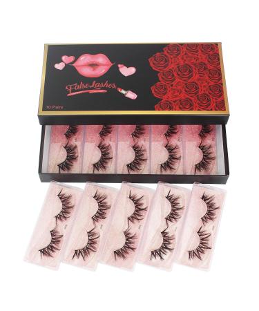 Bodermincer 10 Pairs 3D Faux Mink Hair False Eyelashes - Natural Soft Cruelty-Free Wispies & Fluffies (J006) - International Shipping Available - Buy Online on SooperMarket.com