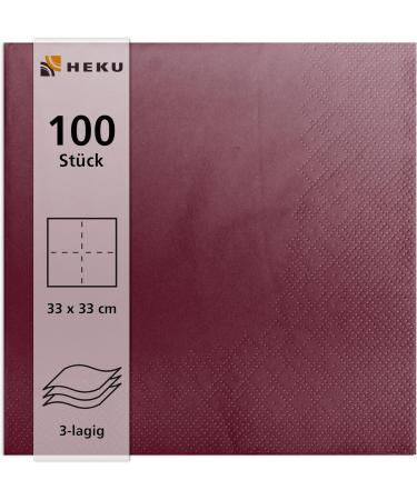 HEKU 100 Monochrome Napkins - 3-Layer 33x33cm | Highly Absorbent & Stylish Bordeaux | Uniform Quality for Events & Gastronomy | Practical 5-Pack - Buy Online on SooperMarket.com