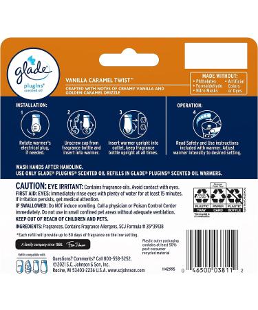 Glade PlugIns Vanilla Caramel Twist Air Freshener Refills - 5 Count (3.35 Fl Oz) | Scented Essential Oils for Home & Bathroom - Buy Online on SooperMarket.com