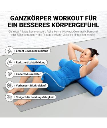 Premium Yoga Roll & Pilates Fascia Roller - 90 x 15 cm - Blue for Stretching & Recovery - Buy Online on SooperMarket.com