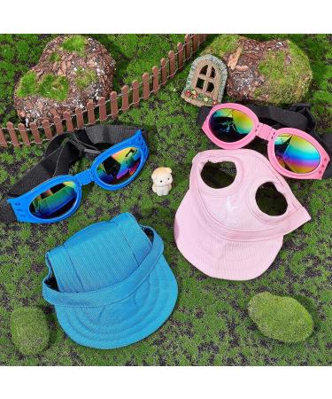 WEBEEDY 2 Sets Dog Hat and Sunglasses Set Summer Sunbonnet Adjustable Stripe Baseball Cap Pet Puppy Sunglasses for Outdoor Use - Buy Online on SooperMarket.com