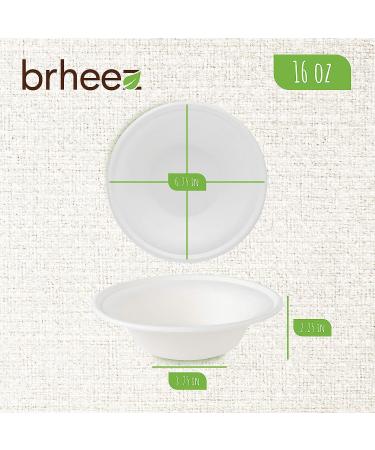 Brheez 16oz Disposable Paper Bowls - Pack of 60 | Compostable & Biodegradable Sugarcane Fiber Bowls | Eco-Friendly Alternative - Buy Online on SooperMarket.com