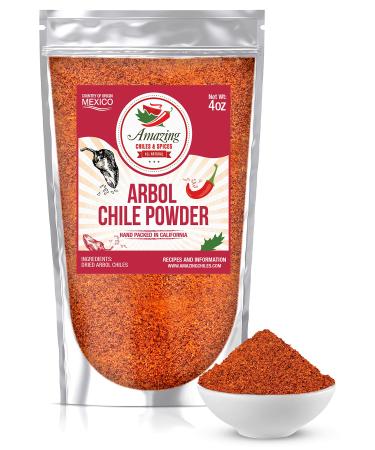 Chile de Arbol - Dried Red Chili Pepper Powder - 4oz - Ground Peppers For Authentic Mexican Cuisine