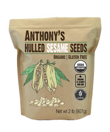 Anthony's Organic Hulled Sesame Seeds 2 lb White Raw Gluten Free Non GMO Keto Friendly
