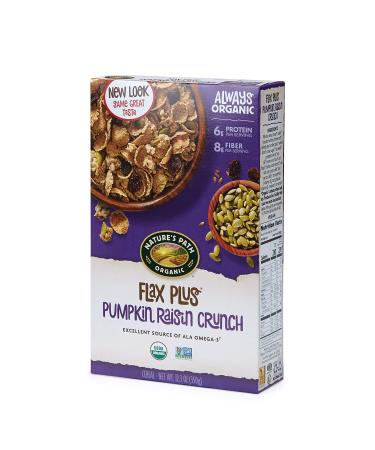 Nature's Path Organic Flax Plus Pumpkin Raisin Crunch, 12 Ounce (Pack of 12), Non-GMO, High Fiber, 6g Plant Based Protein, with Omega-3 Rich Flax Seeds