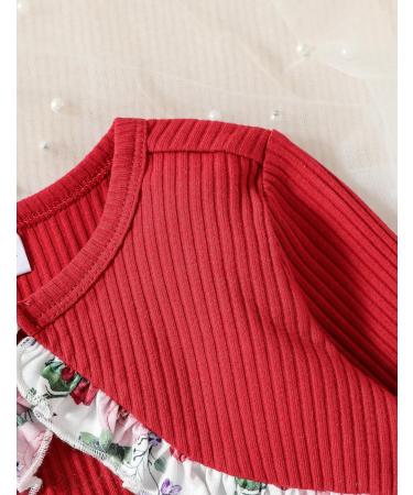 Puseky Toddler Girl Floral Print Sleeveless Dress and Ribbed Cardigan Coat Set - Wine Red (4-5 Years) - Buy Online on SooperMarket.com