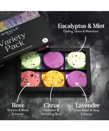 Miracle Made Aromatherapy Shower Steamers - Variety Pack of 6 Natural Essential Oil Shower Bombs for Relaxation and Pampering - Home Spa Gifts for Men, Women, Moms - Buy Online on SooperMarket.com