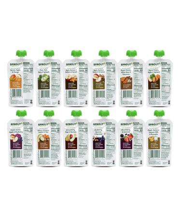 Sprout Organic Baby Food Stage 2 Pouches 12 Flavor Fruit Veggie & Grain Variety Sampler 3.5 Oz (Pack of 12) - Buy Online on SooperMarket.com