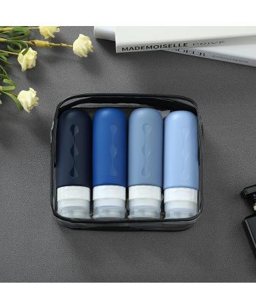 Gemice Silicone Travel Bottles - 4 Pack Leak-Proof Refillable Portable Containers for Lotions Shampoos & Toiletries (90ml) - Navy - Buy Online on SooperMarket.com