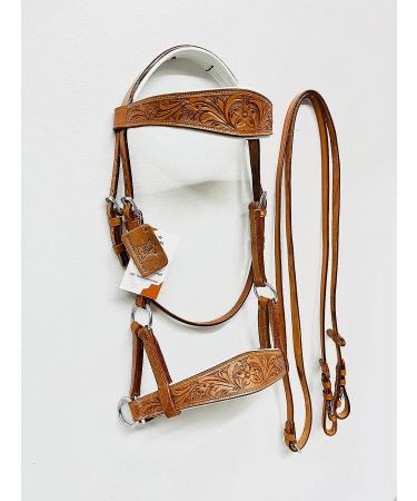 AMAZING HORSE STUFF Sidepull Bitless Bridle with Hand Carved Designer Browband & Noseband - Pony Size - Buy Online on SooperMarket.com