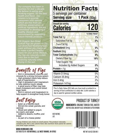Organic Turkish Dried Figs | Purely Figs - USDA Certified, No Added Sugars or Preservatives | Non-GMO, Vegan & Kosher | 8oz - Buy Online on SooperMarket.com