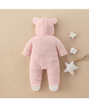 Puseky Newborn Baby Cartoon Bear Snowsuit - Hooded Fleece Romper Jumpsuit for 0-3 Months - Buy Online on SooperMarket.com