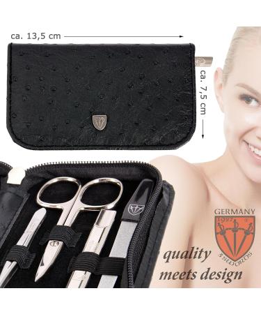 3 Swords Germany - brand quality 8 piece manicure pedicure grooming kit set for professional finger & toe nail care scissors clipper fashion leather case in gift box Made by 3 Swords (522016) BLACK - OSTRICH IMITATION - Buy Online on SooperMarket.com