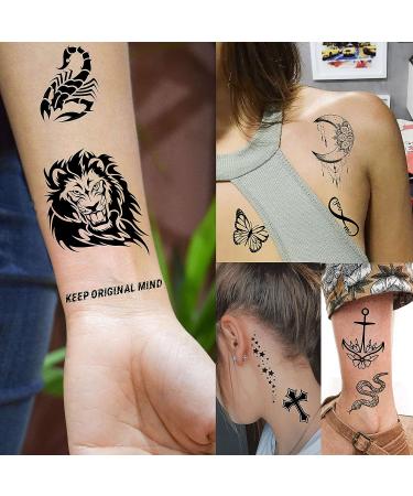 52 Tiny Small Temporary Tattoos for Kids & Adults - Tribal Animals, Butterflies, Anchors, Compass, Flowers - 3D Fake Tattoo Stickers for Neck, Arm, Hands - Cute Face Tattoo Kits - Buy Online on SooperMarket.com