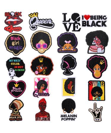 20 Pieces Black Girl Patches Iron on Patches for Clothing Afro Girl Embroidered Patches Sew On Patch Applique for Clothes Backpacks Jeans Jackets DIY Craft (Novelty Style)