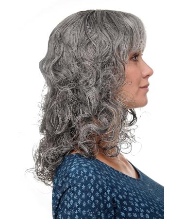 WIG ME UP Ladies Romantic Dark Grey Curly Wig Medium Length 45 cm | Grey-Brown Mix Perfect for Elegance & Style - Buy Online on SooperMarket.com