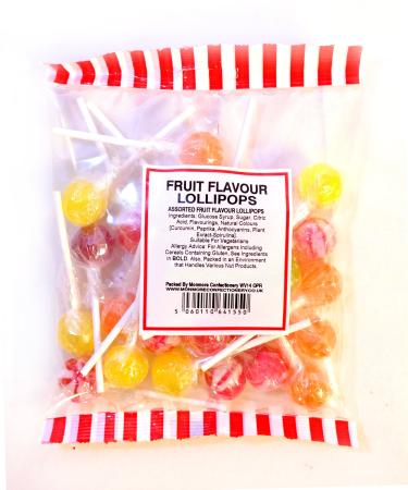 Fruit Lollipops Party Bag Sweets 200G Bages of Retro Lollipop Sweet Old Fashioned Lollypops Sweet Shop Classic Fruity Lollys