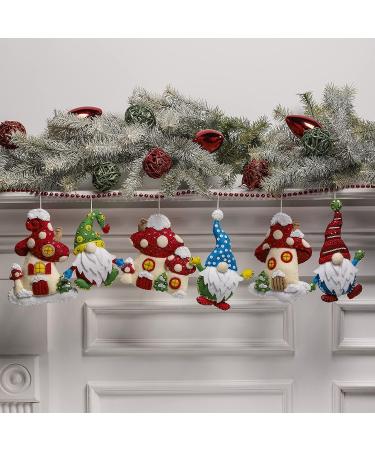 Bucilla Gnomes Felt Applique Christmas Ornaments - Set of 6 | Festive Holiday Decor - Buy Online on SooperMarket.com
