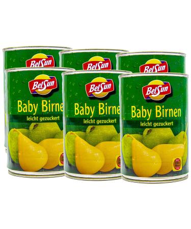 Food united whole baby pears light sugared 6 cans filling quantity 425g ATG 200g peeled in Spain sun-drenched tender and bite-proof full aroma top quality summer fruits (6 cans)