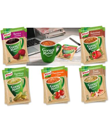 Polish Hamper Bag Cellophane Bag KNORR Gor cy Kubek Hot Cup Instant Soup with noodles or croutons 5 x 15g assorted flavours tomato soup goulash soup forest mushroom soup zurek cucumber soup