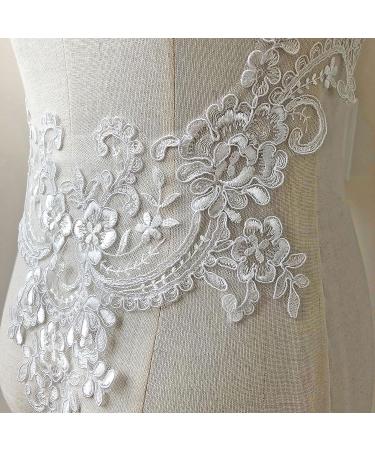 V-Neck Lace Applique Collar Patch for Wedding Dress - Floral Embroidery Trim for Gowns and Costumes - Buy Online on SooperMarket.com