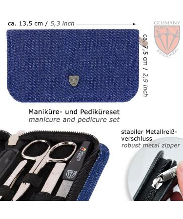 Buy Three Swords 8 pcs Manicure Set 'Roma' | High-Quality Nail Care Set in Blue Textile Etui | Includes Nail Scissors Foot & Nail Clippers Tweezers Glass & Sapphire Nail Files - Buy Online on SooperMarket.com