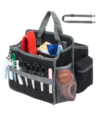 KISLANE Pet Grooming Carrying Bag for Outgoing, Shoulder Cat Grooming Tools Storage Bag, Travel Dog Grooming Supplies Organizer for Pets Grooming Kit and Dog Wash Shampoo Accessories(Bag Only) black