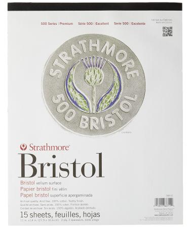 Strathmore (580-62 500 Series Bristol  2-Ply Vellum Surface  11x14  White  15 Sheets Vellum  2 Ply 11x14