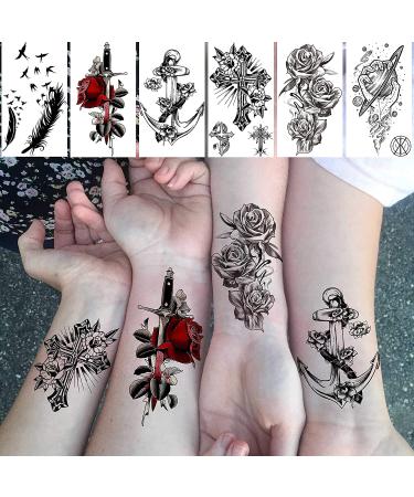 COKTAK 22 Sheets 3D Forearm Half Sleeve Temporary Tattoos - Large Tribal Lion Warrior Tiger Wolf Flower Skull Fake Tattoo Stickers for Men Women Adults - Halloween Black 3D Realistic Tatoo Rose Animals - Buy Online on SooperMarket.com