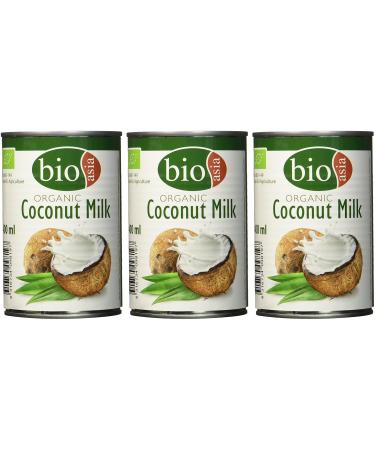 Buy Bioasia Organic Coconut Milk (18% Fat) - Vegan Gluten-Free Lactose-Free | Perfect for Cooking Baking Desserts & Cocktails (3 x 400 ml) - Buy Online on SooperMarket.com