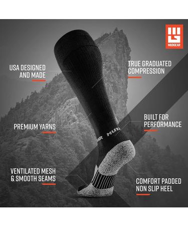 MudGear Premium Compression Socks - OCR Trail Running Socks | Men & Women | Black/Gray - Large - Buy Online on SooperMarket.com