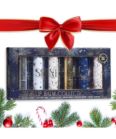 Nicole Miller 6PC Lip Balm Collection | Hydrating & Moisturizing | Embossed Navy/Gold Design | Sugar Coconut Vanilla Apple Berry & Almond Flavors - Buy Online on SooperMarket.com