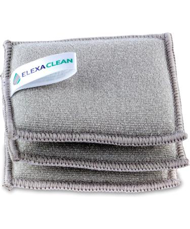 Elexaclean Flush Sponge Pot Cleaner Set - 3 Washable Microfiber Sponges (10x8 cm Gray) - Reusable Kitchen Cleaning Solution - Buy Online on SooperMarket.com