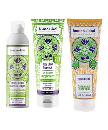 Human+Kind Shower Mousse and Body Wash and Souffle Cream Kit Unisex 3 Pc